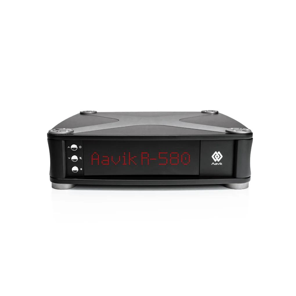 AAVIK R-580 luxury smart home audio receiver in elegant modern living room, Dubai.